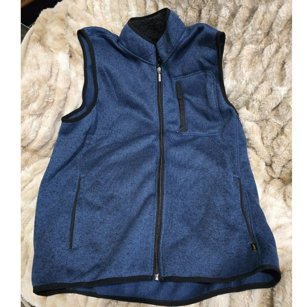 Lee Fleece Lined Pocket Zip Up Vest Blue Regular Fit Men’s XL Full Zip Outdoor